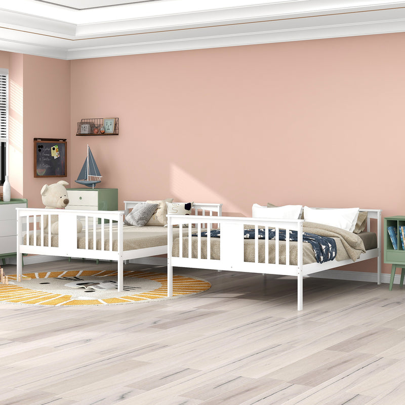 Full over Full Bunk Bed with Ladder for Bedroom, Guest Room Furniture-White(OLD SKU :LP000203AAK)