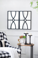 Rectangular Wooden Wall Mirror With Antique Frame, Vertical Or Horizontal Home Decor For Living Room (Set of 2)