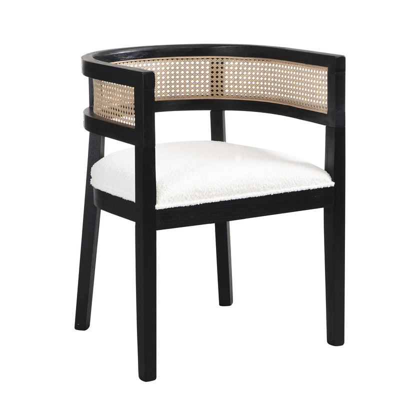 Contemporary Dining Chair Set With Rattan Backrest