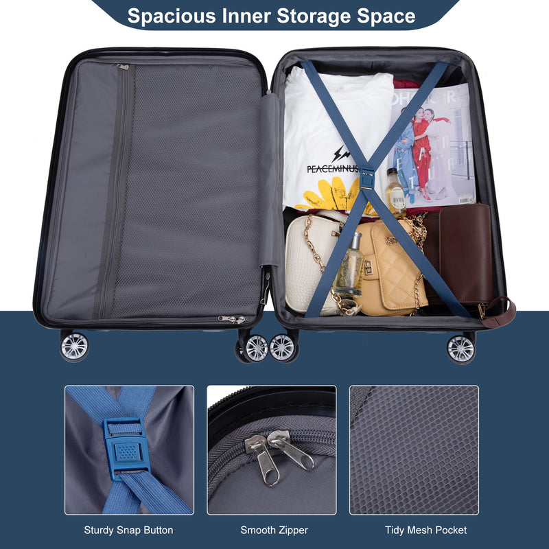 Luggage Set Of 5 Pieces, Expandable Hard Pc Luggage Set With Tsa Lock For Rotating Wheels