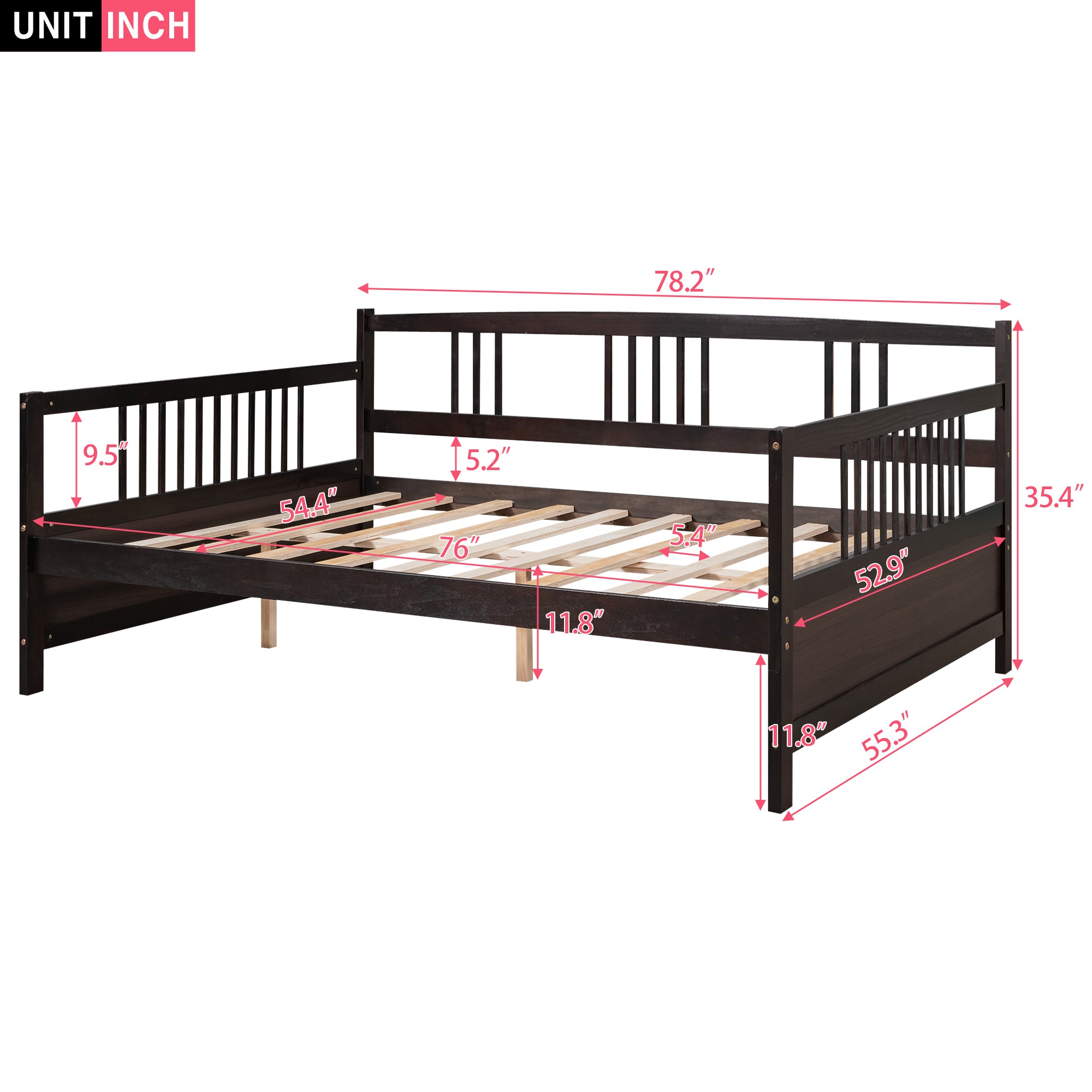 Full Size Daybed with Support Legs, Espresso ( OLD SKU: WF191900AAP) - Atlantic Fine Furniture Melbourne FL