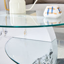 Contemporary Artistic Double Layer Coffee Table,Tempered Glass Top