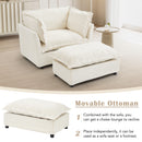 Modern Cozy Upholstered Armchair Sofa With Movable Ottoman
