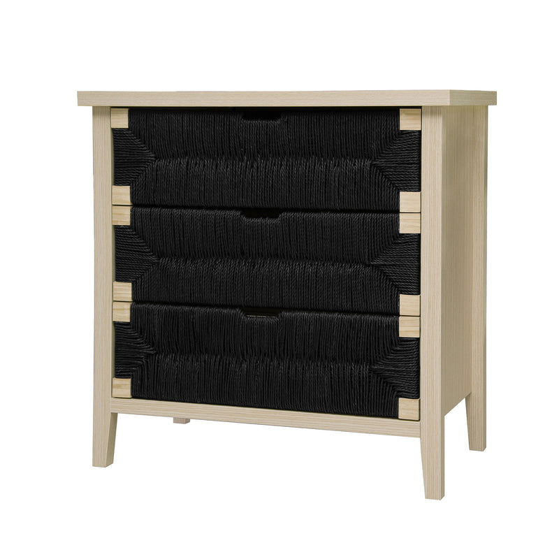 3 Drawer Buffet Sideboard With Adjustable Shelves, Storage Cabinet With Natural Seaweed Decor Doors For Living Room Kitchen Entryway - Natural