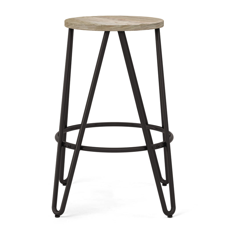 Simeon - Multifunctional Metal Stool With Wood Seat