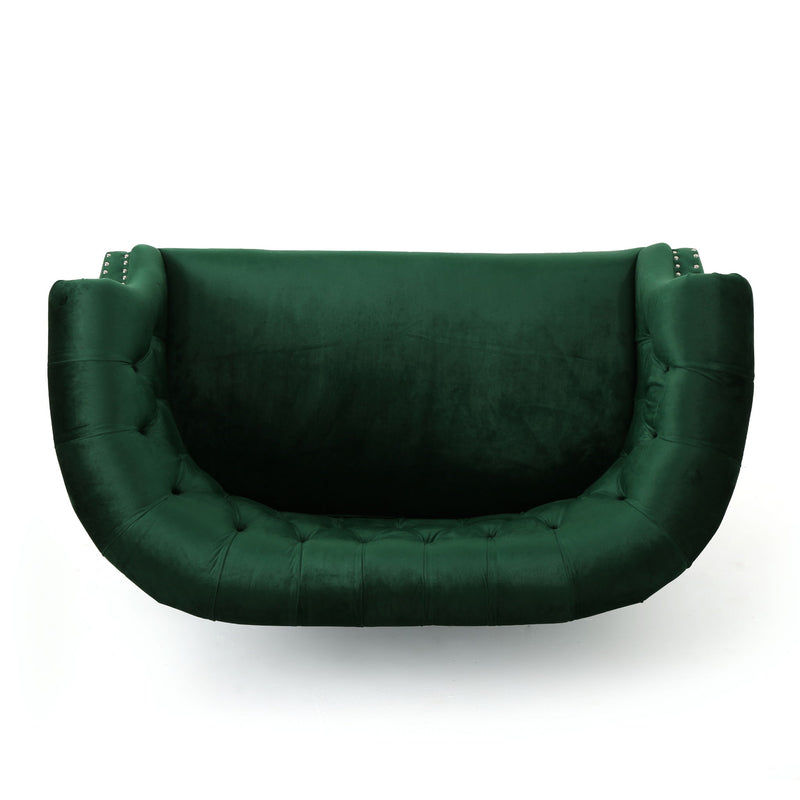Antique Chesterfield Style Loveseat With Button Tufting