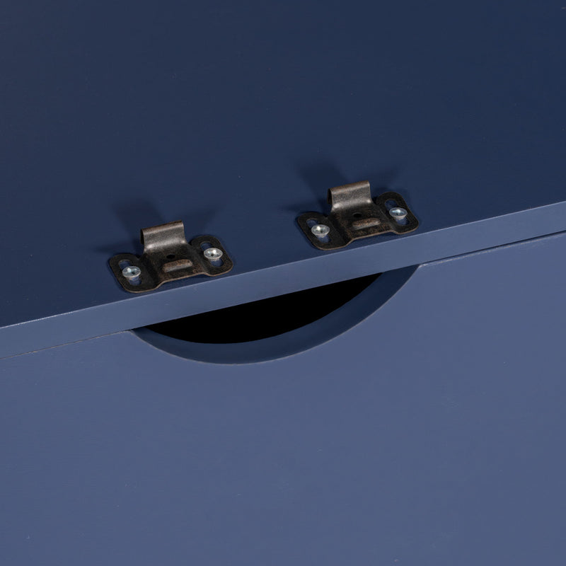 Kitchen Pantry, Freestanding Kitchen Storage Cabinet Display Cabinet With Glass Doors And 4 Built In Drawers For Living Room, Home Office - Blue