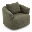 360° Swivel Barrel Sofa Chair With Throw Pillow, Chenille Upholstered Accent Chair