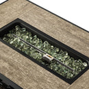 32" Propane Gas Fire Pit Table With Propane Tank Cover, 50000 Btu Rectangular Steel Fire Pit With Beautiful Wicker Base