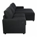 Convertible Sectional Sofa With Storage Chaise Lounges And USB Ports