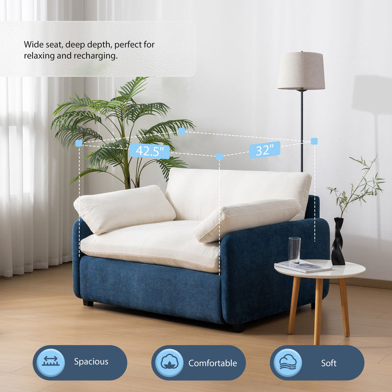 Oversized Single Sofa Chair Wide And Deep Seat, Modern Upholstered Comfy Blocking Couch Lounge With Pillows