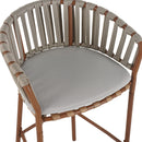 Lodi - Outdoor Matal Rope Barstool, Teak / Beige (Set of 2) - Teak / Beige