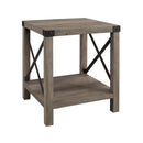 Rustic Industrial X 2 Tier Side Table - Gray Wash