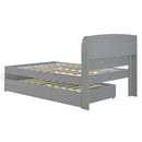 Full XL Size Platform Bed with Storage LED Headboard, Charging Station, Twin Size Trundle and 2 Drawers, Gray