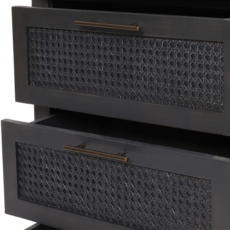 Newell - Cane 3 Drawer Dresser - Dark Gray