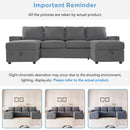 Convertible Sectional Sofa With Storage Chaise Lounges And USB Ports