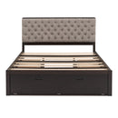Wood Queen Size Platform Bed with Storage Headboard, shoe rack and 4 drawers,Espresso