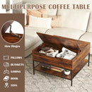 Rustic Flip Top Coffee Table With Hidden Storage - Black / Brown