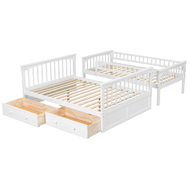 Bunk Bed With Drawers, Convertible Storage Bed