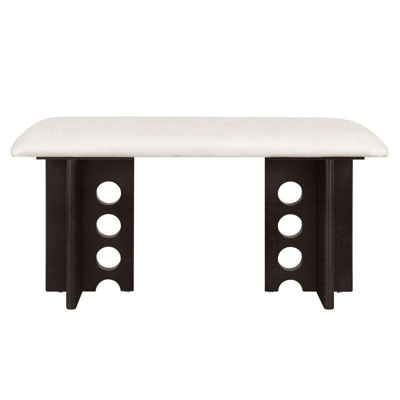 Modern Double Pedestal 6 Piece Dining Table Set, 4 Upholstered Rattan Back Dining Chairs And Bench