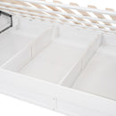 Wood Twin over Full Bunk Bed with Hydraulic Lift Up Storage, White