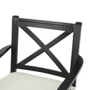 Outdoor Dining Chair Set With Water Resistant Cushions - Black / Ivory