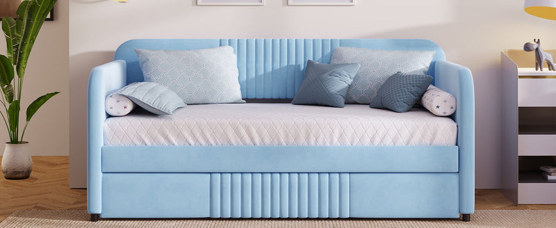 Upholstered Daybed Sofa Bed With Trundle Bed