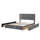 Queen Size Upholstery Platform Bed with Four Drawers on Two Sides, Adjustable Headboard, Grey(Old SKU: WF291774EAA)