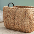 Rectangular Multi Purpose Water Hyacinth Woven Wicker Baskets With Handles - Natural / Brown