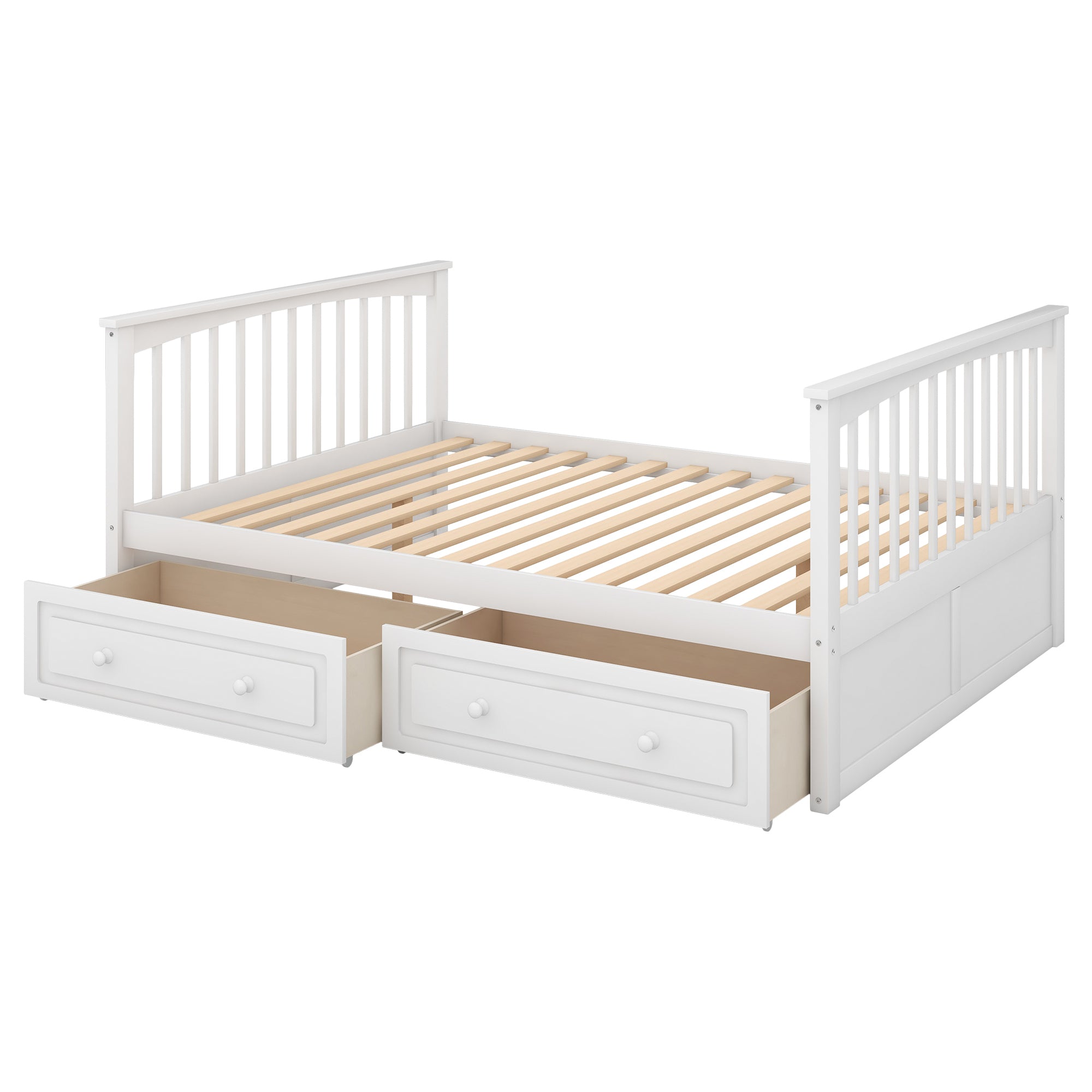Full over Full Bunk Bed with Drawers, Convertible Beds, White(OLD SKU: SM000241AAK-1) - Atlantic Fine Furniture Melbourne FL