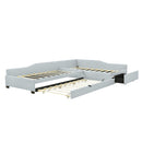 Upholstered Double Daybed With Trundle And Drawer