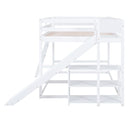 Bunk Bed With Ladder, Slide, And Shelves Pine Wood