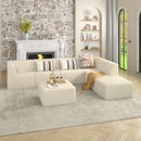 Modern Minimalist Ottoman Sofa Compressed Sectional Corduroy Couch Sleeper