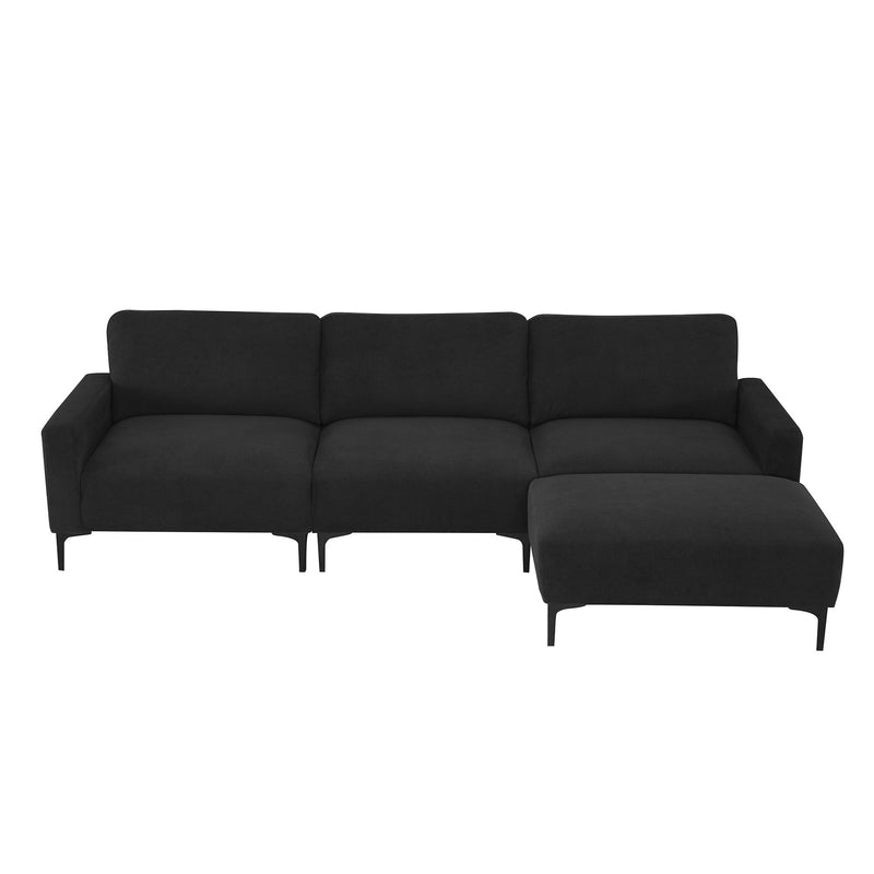 Modern L-Shaped Sectional Sofa, 4-Seat Velvet Fabric Couch Set With Convertible Ottoman, Freely Combinable Sofa For Living Room, Apartment, Office, Apartment