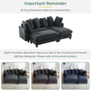 Upholstered L Shaped Sectional Sofa With Storage, Movable Ottoman, And 6 Throw Pillows