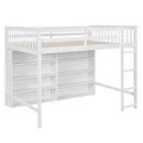 Loft Bed With 8 Open Storage Shelves And Built In Ladder