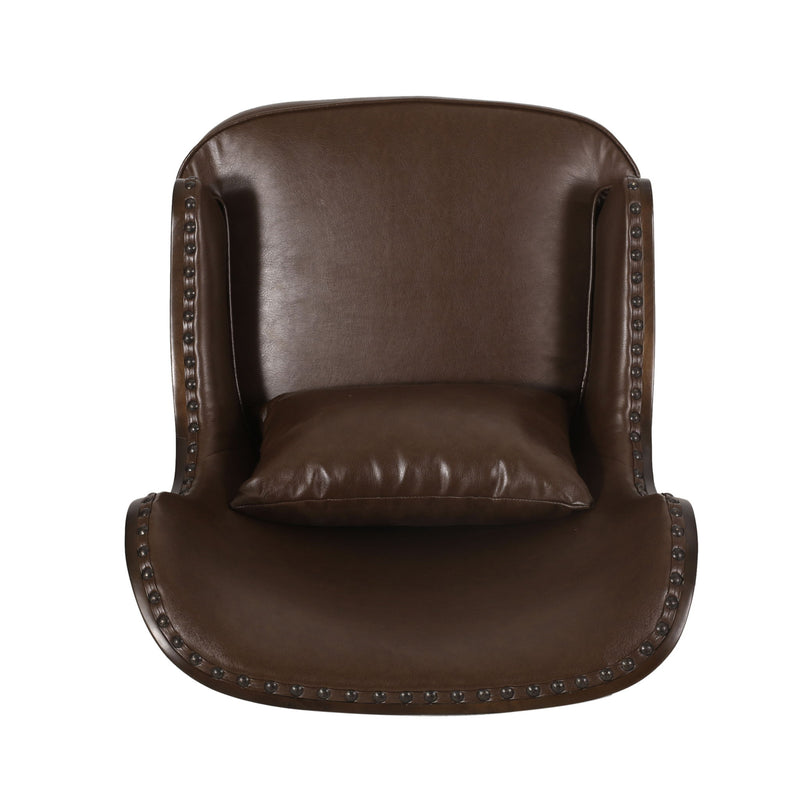 Accent Chair With Nailhead Trim And Birch Wood Legs - Dark Brown
