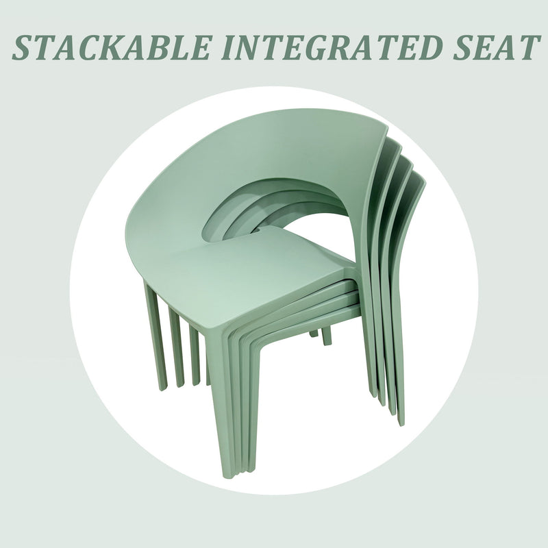 4 Piece Set Of Modern Designed Single Chairs With Long Table