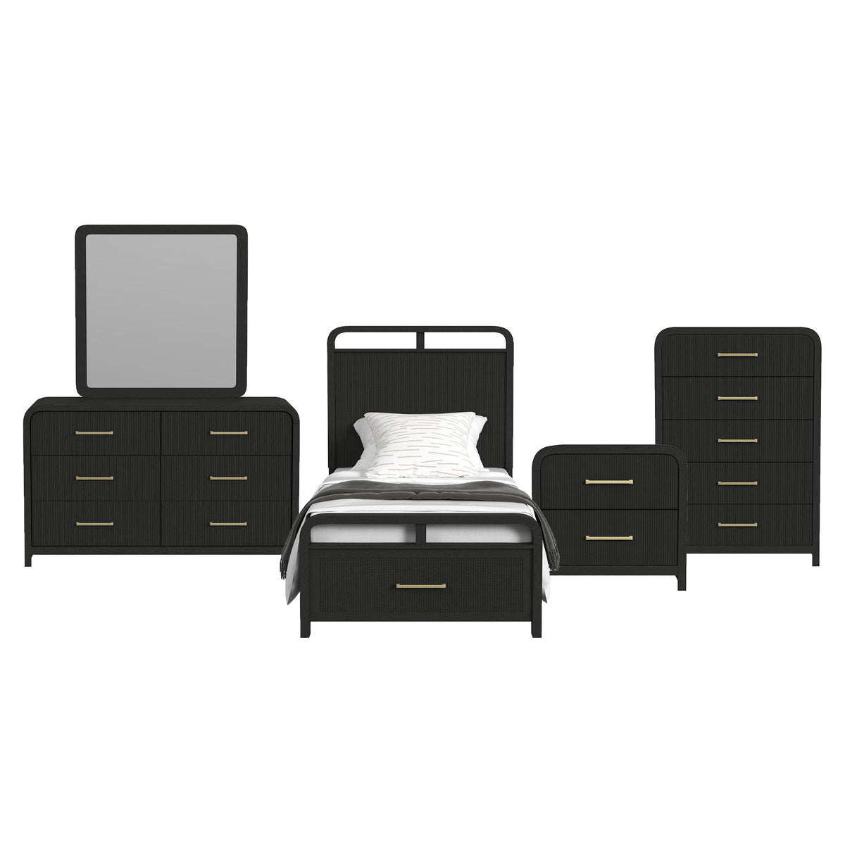 Ridgemont Storage Bedroom Set in Black by Elements International, view 25
