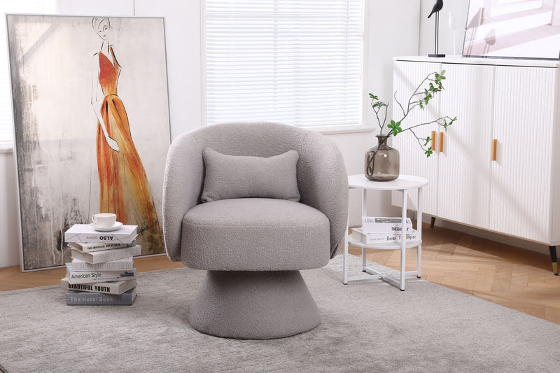 Swivel Accent Chair, Armchair Round Barrel Chair In Fabric For Living Room Bedroom