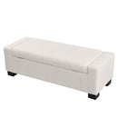 Textured Boucle Ottoman Bench With Hinged Lid For Seating And Storage - Beige