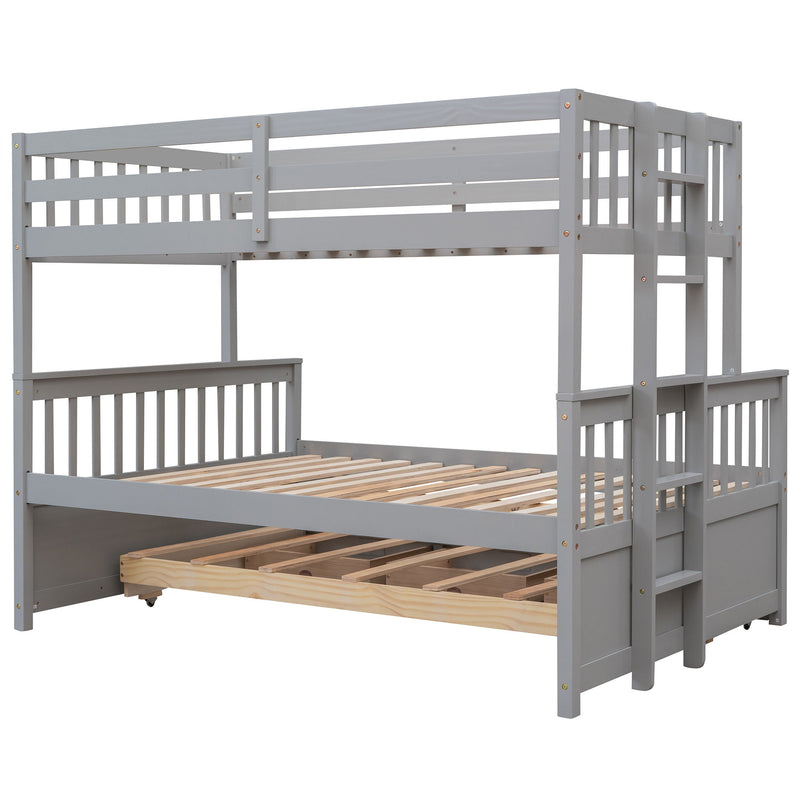 Twin Over Full Bunk Bed With Twin Size Trundle, Separable Bunk Bed With Drawers For Bedroom