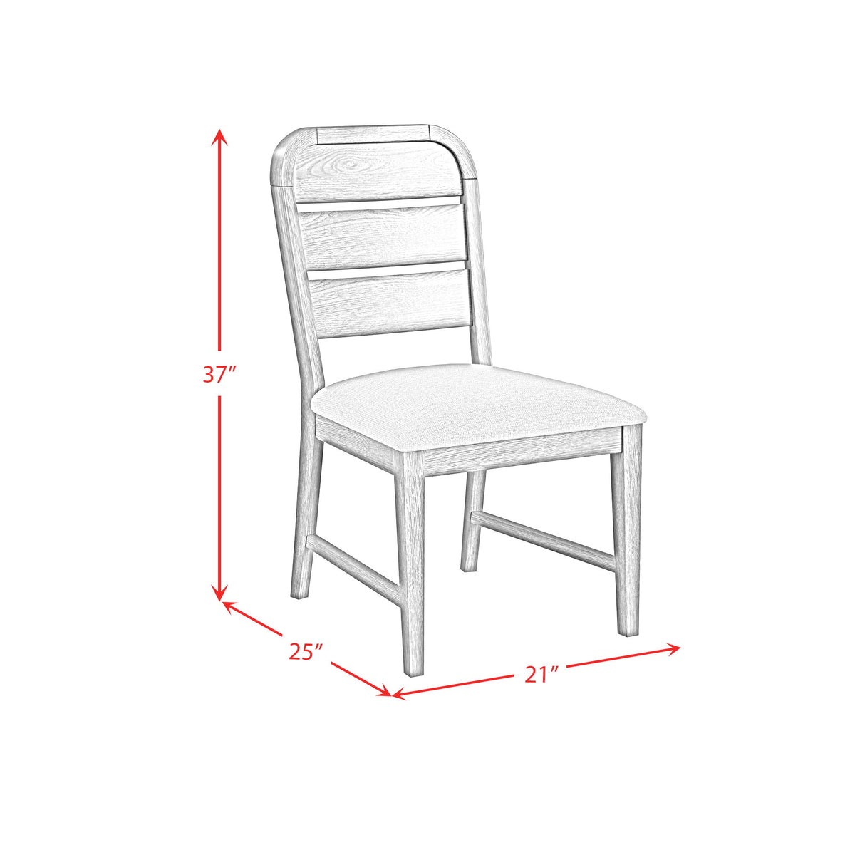 Glinda Fabric Dining Side Chair (Set of 2) in Brown / Light Gray by Elements International, view 10