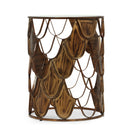 Boho Glam Pino Side Table With Fish Scale Design Tempered Glass Top - Brown