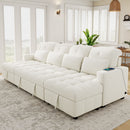 Oversized U-Shaped Versatile Sectional, Pull-Out Sofa Bed With Double Storage Chaise Lounges And 2 USB Ports For Living Room