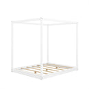 Queen Size Canopy Platform Bed with Support Legs,White