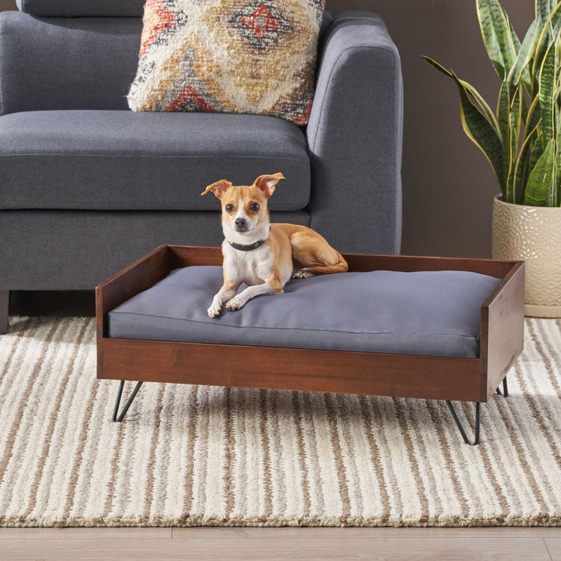Dog Bed With Sleek Hairpin Legs - Reclaimed Oak / Iron