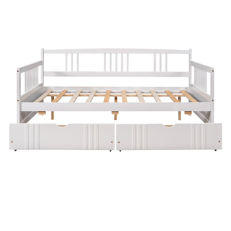 Full Size Daybed Wood Bed with Two Drawers,White(OLD  SKU:LP000058AAK)