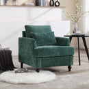 Modern Mid Century Wood Frame Armchair With Tufted Design