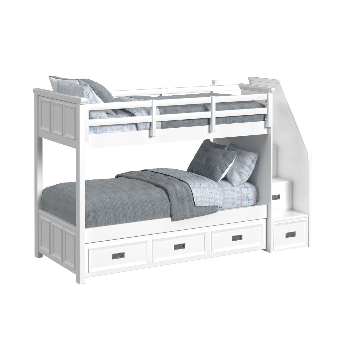 Hampton Kids Bunk With Staircase And Trundle Bedroom Set in Black by Elements International, view 37